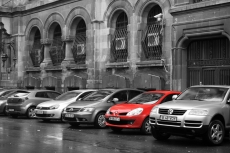 Red car in Bucharest